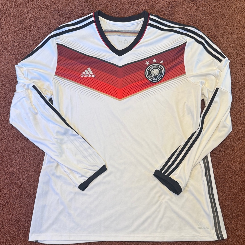 adidas White Red Black Germany National Team Long Sleeve Jersey